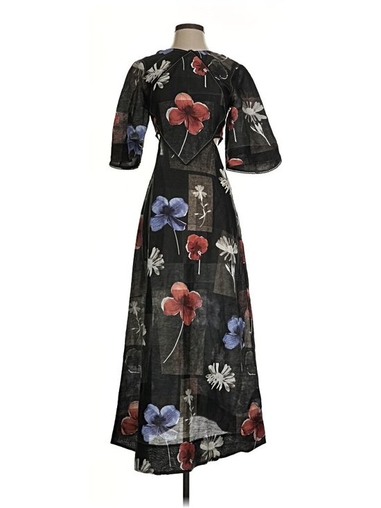 Ganni Dresses & Skirts - Ganni Black Floral Maxi Dress with Red & Blue Blooms